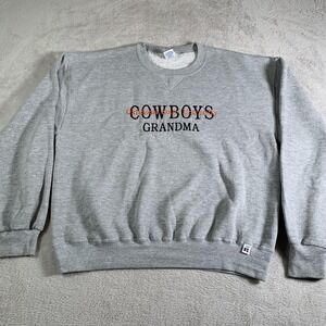 Vintage Oklahoma State Cowboys Grandma Sweatshirt Womens Large Gray Russell USA